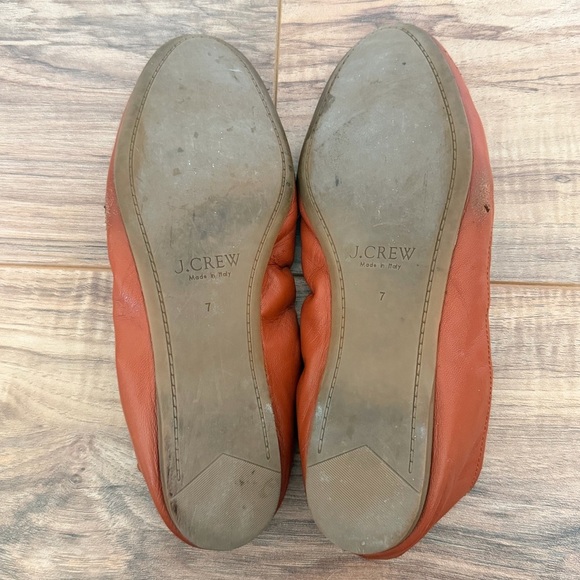 J. Crew Italian Leather Cognac Brown Everyday Ballet Flats Size 7 - Picture 9 of 9